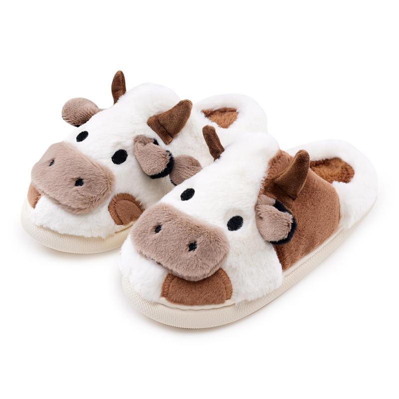 Cotton Cartoon Cow Slippers for Indoor Use - Warm and Cozy Autumn Winter Footwear