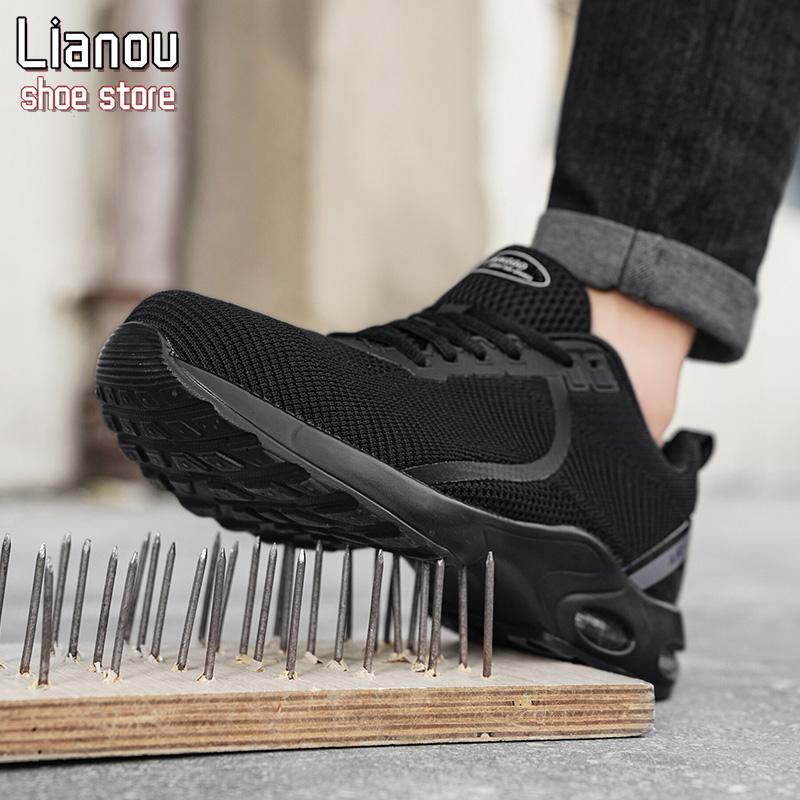 Steel - toed sports shoes with air cushion anti - piercing wear - resistant safety shoes outdoor anti - impact works sports shoes anti-toe injury Closed Trainer Footwear Sneaker Runner Running Comfort labor protection anti-puncture work