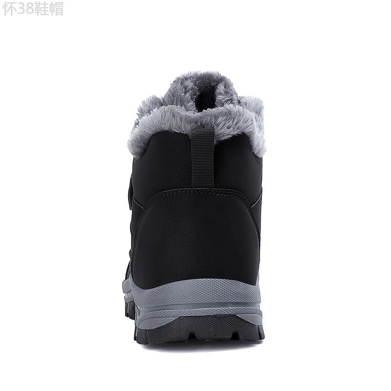 Men's Snow Boots Thermal Winter Shoes Lace-up Boots With Hook And Loop Fastener, Casual Hiking Walking Shoes Footwear Boy