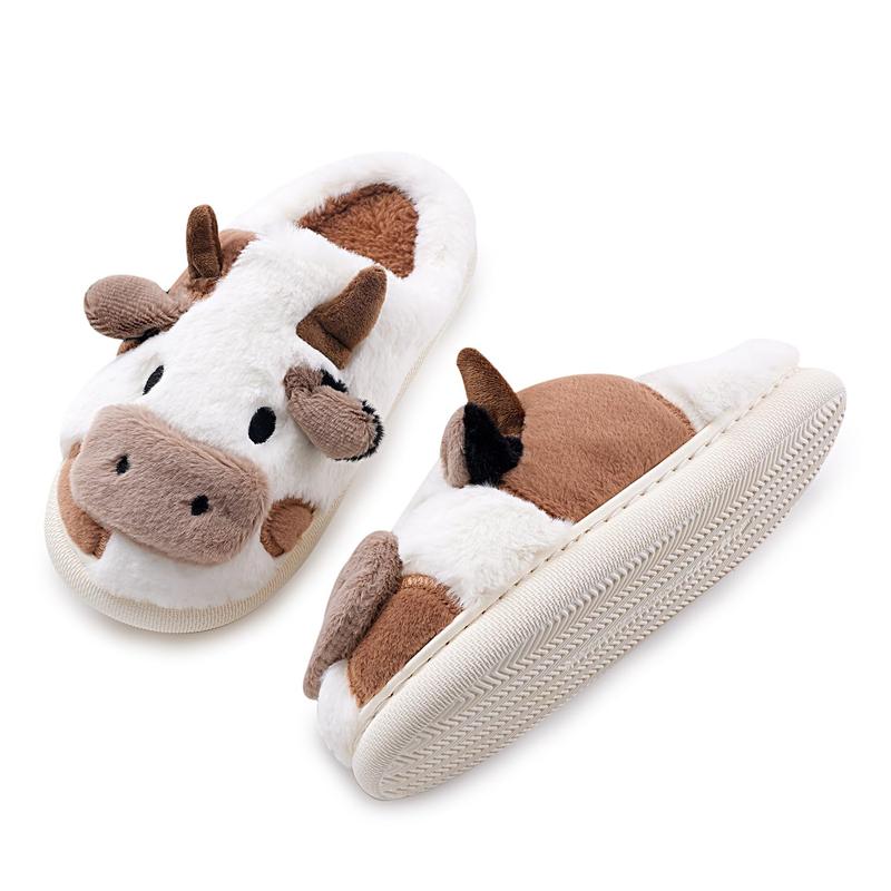 Cotton Cartoon Cow Slippers for Indoor Use - Warm and Cozy Autumn Winter Footwear