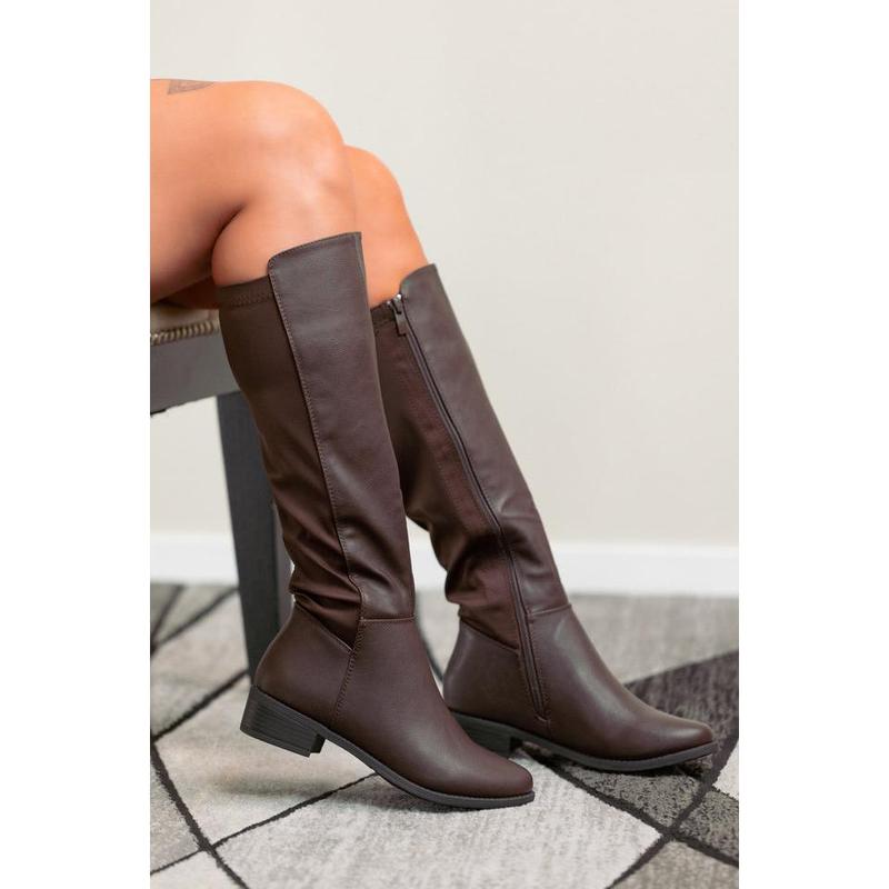 Harmony - Women's Wide Calf Friendly Knee High Mid Heel Boots