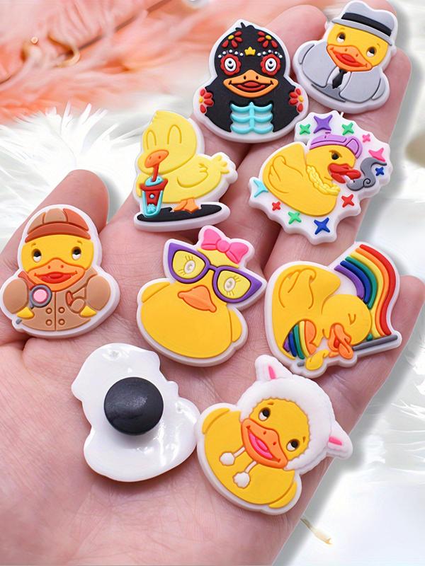 Cute Duck Design Shoe Charms, Fashionable Novelty Shoe Decoration Charms for Clogs, Shoe DIY Accessories for Women & Girls