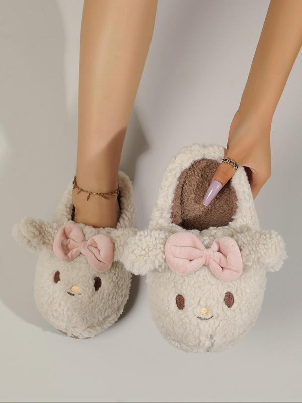 Women's 2024 Cute Fluffy House Slippers, Cartoon Stylish Warm Bow Decor Bunny Slippers for Girl, Fashion Slippers for Women, Comfort Slippers for Indoor, Bedroom Slippers for Winter, House Shoes for Back To School, Fall Outfits, Fall Freshness