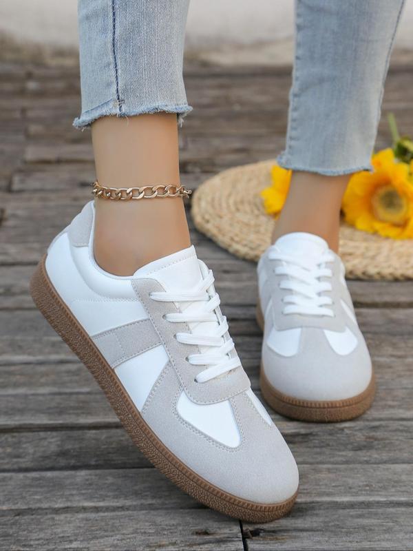 Women's Fashionable Lace Up Low Top Sneakers, Casual Comfortable Breathable Sports Shoes, Female All-match Round Toe Shoes for Daily Wear