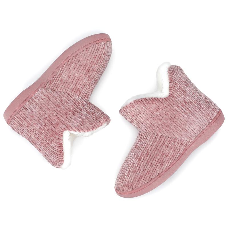 Women Indoor Warm Bootie Slippers Fluffy Plush Outdoor Winter Booty Slippers with Polar Fleece Lining