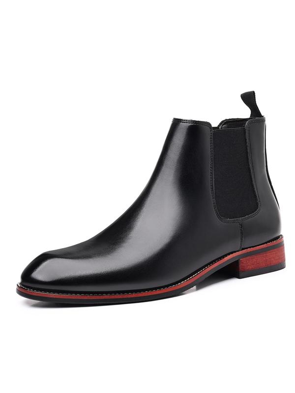 Men's Business Style Solid Color Chelsea Boots, Fashionable Pointed Toe Ankle Boots for Work Office, Male All-match Shoes for Daily Wear