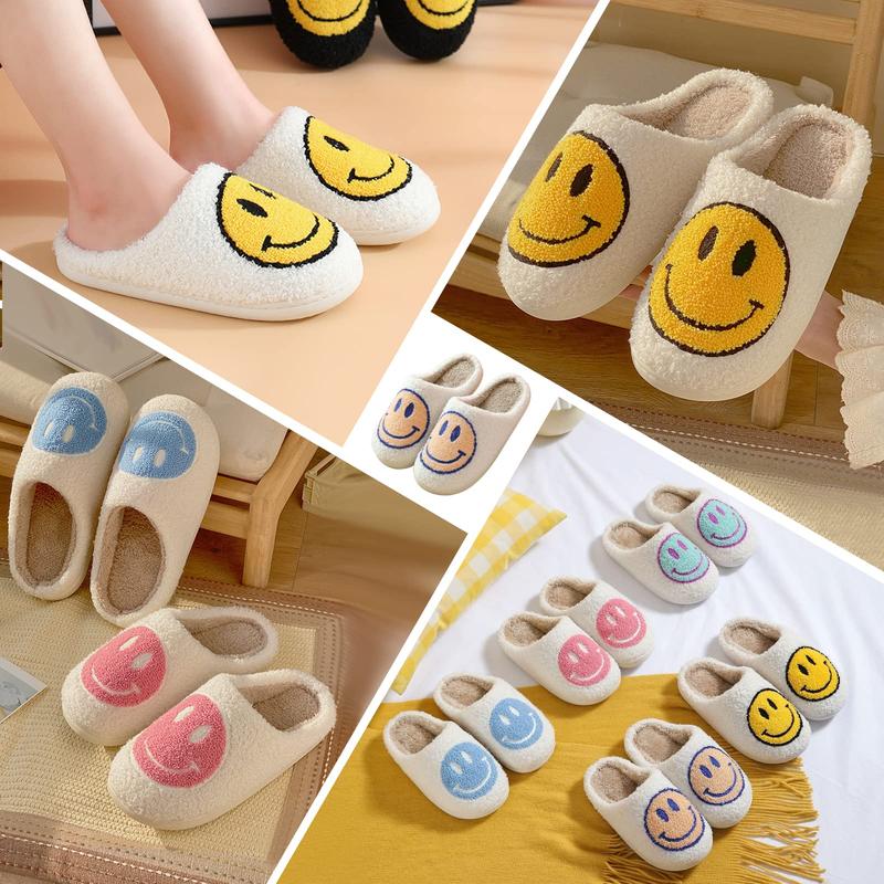 COMFORTABLE MEN'S AND WOMEN'S SMILEY FACE PATTERN SLIPPERS - Ultra soft, plush, non-slip, breathable, cozy, warm, indoor-outdoor shoes for daily casual wear - Cartoon pattern, round toe, TPR sole, fabric upper and insole, suitable for all seasons