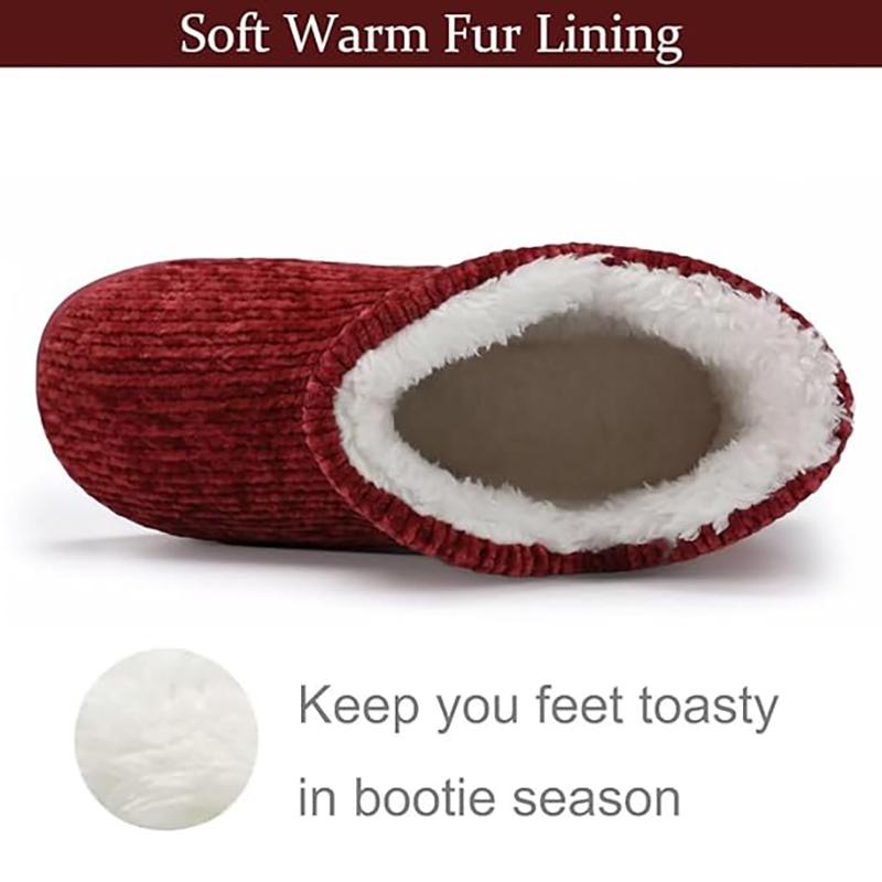 Women Indoor Warm Bootie Slippers Fluffy Plush Outdoor Winter Booty Slippers with Polar Fleece Lining