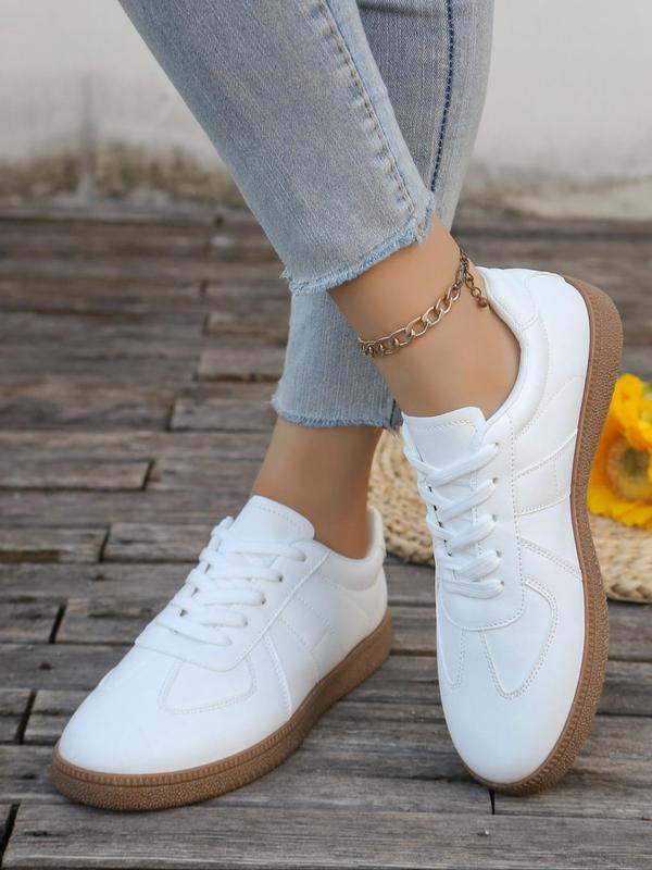 Women's Fashionable Lace Up Low Top Sneakers, Casual Comfortable Breathable Sports Shoes, Female All-match Round Toe Shoes for Daily Wear