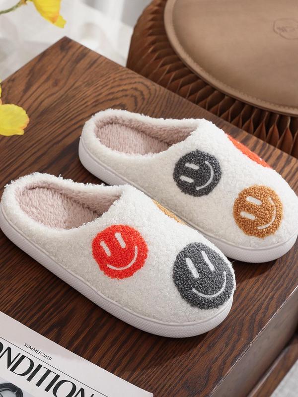 Women's Cute Smile Face Pattern Slippers, 2024 New Style Casual Soft Comfortable Home Slippers, Warm Slippers for Indoor & Outdoor Use for Fall & Winter