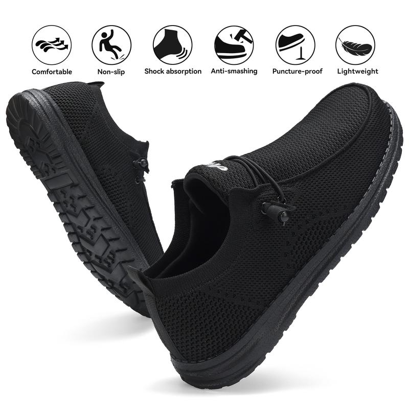 Steel Toe Shoes for Men | Men's Loafers & Slip-Ons | Composite Toe Non-Slip Puncture Proof Work Safety Shoes Comfy & Light-Weight for Construction & Warehouse Boy Footwear Walking Shoes Comfort Flat Slipon Bridal