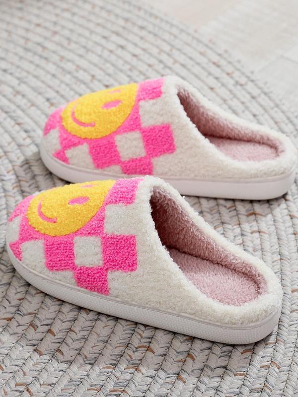 Women's Cute Smile Face Pattern Slippers, 2024 New Style Casual Soft Comfortable Home Slippers, Warm Slippers for Indoor & Outdoor Use for Fall & Winter