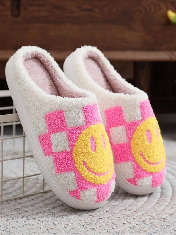 Women's Cute Smile Face Pattern Slippers, 2024 New Style Casual Soft Comfortable Home Slippers, Warm Slippers for Indoor & Outdoor Use for Fall & Winter