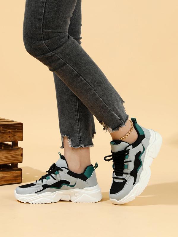 2024 New Stylish Women's Patchwork Sneakers for Women, Breathable Comfortable Platform Sports Chunky Shoes, Non-slip Sneakers for Back To School Wear,  Fall Shoes