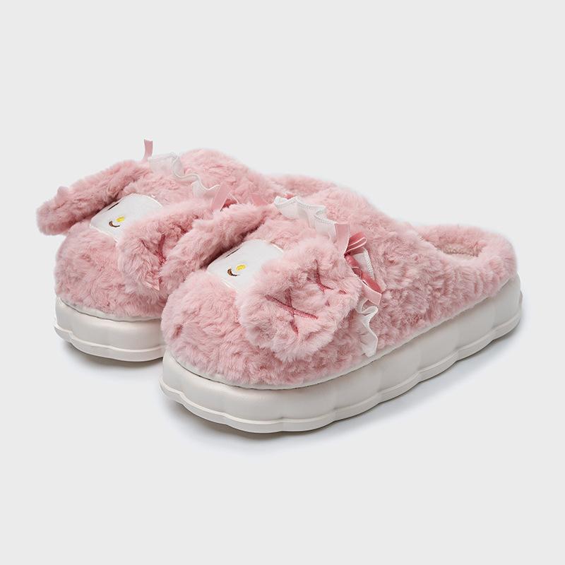 Clow M Cotton Slippers Autumn and Winter New Home Non-Slip Warm Sanrio Half Slippers Cotton Slippers Women's