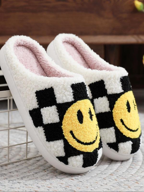 Women's Cute Smile Face Pattern Slippers, 2024 New Style Casual Soft Comfortable Home Slippers, Warm Slippers for Indoor & Outdoor Use for Fall & Winter