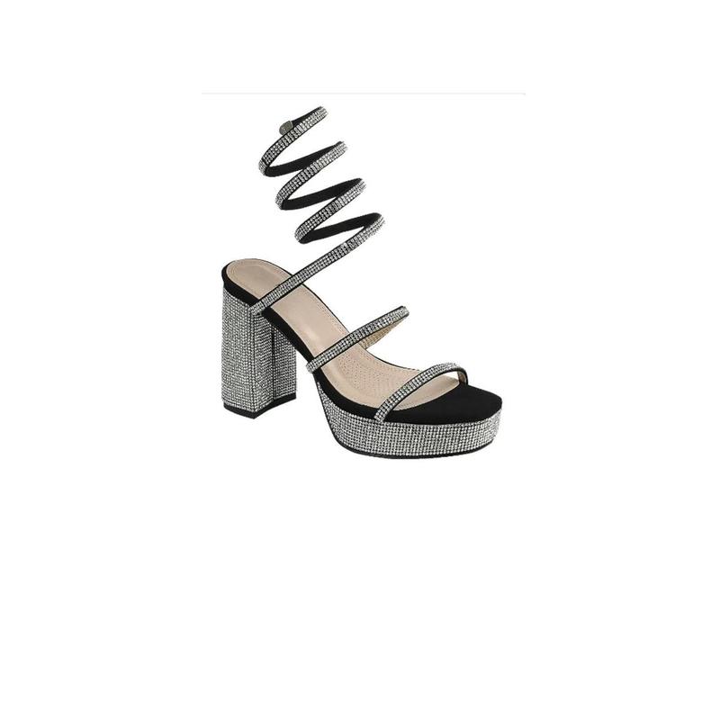 Jordania - All-Around Stone Embellished Chunky Heels