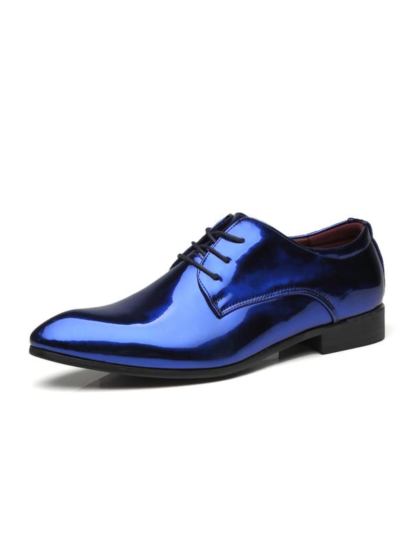 Men's Business Style Solid Color Lace Up Glossy Surface Oxford Shoes, Fashionable Pointed Toe Shoes for Work Office, Male All-match Shoes for Daily Wear