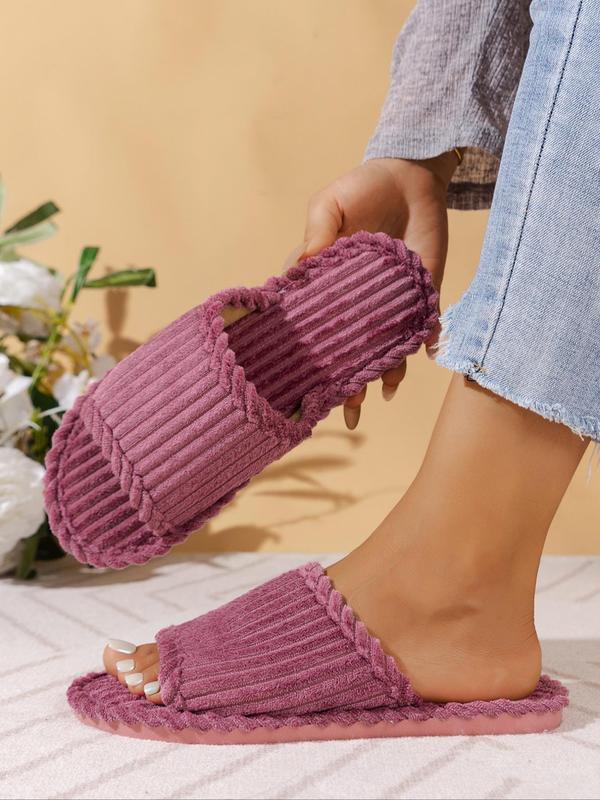 Women's Solid Color Fluffy Plush Slippers, Casual Soft Comfortable Home Slippers, Warm Slippers for Indoor & Outdoor Use for Fall & Winter