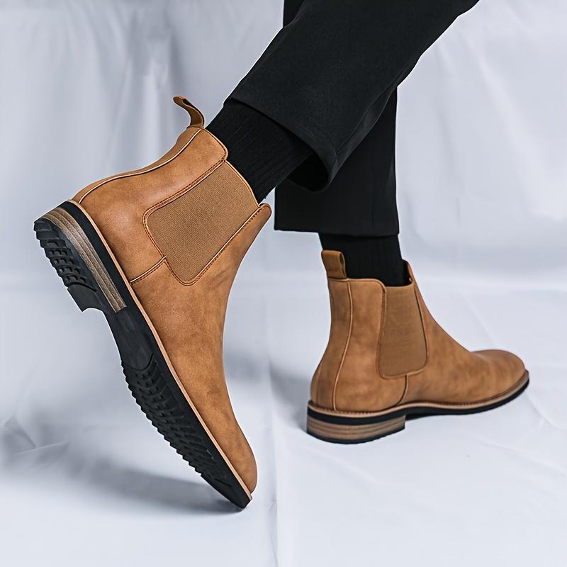 Men's Fashion Retro Chelsea Boots, Non-Slip High Top Casual Shoe Outdoor Spring and Autumn