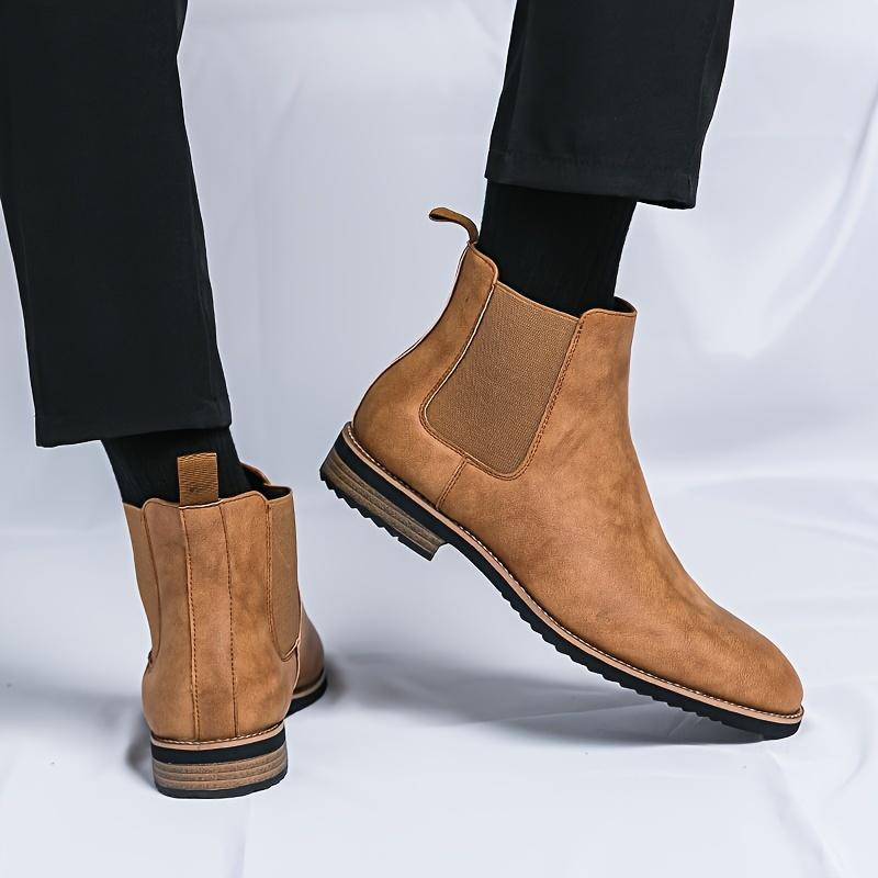 Men's Fashion Retro Chelsea Boots, Non-Slip High Top Casual Shoe Outdoor Spring and Autumn