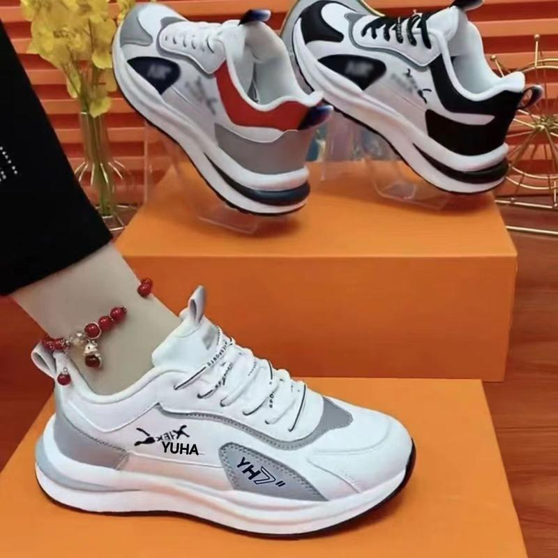 Couple's Leather Surface Sneakers Autumn 2024 New All-Matching Men's and Women's Same Style Casual and Lightweight Dad Shoes Wholesale