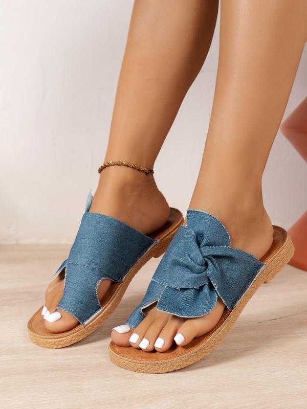 Women's Fashionable Bowknot Decorated Slip on Sandals, Casual Soft Sole Sandals for Summer, New Trendy Shoes for Daily Wear