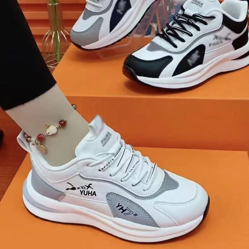 Couple's Leather Surface Sneakers Autumn 2024 New All-Matching Men's and Women's Same Style Casual and Lightweight Dad Shoes Wholesale