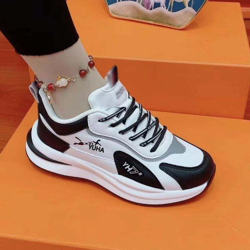 Couple's Leather Surface Sneakers Autumn 2024 New All-Matching Men's and Women's Same Style Casual and Lightweight Dad Shoes Wholesale