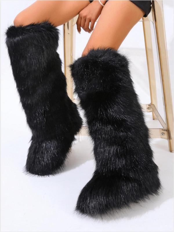 Fashionable Long Tube Snow Boots for Women, New Trend All-match Plain Plush Knee Boots, Y2k Style Fashion Snow Boots for Women