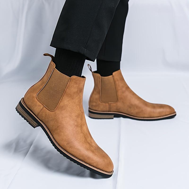 Men's Fashion Retro Chelsea Boots, Non-Slip High Top Casual Shoe Outdoor Spring and Autumn