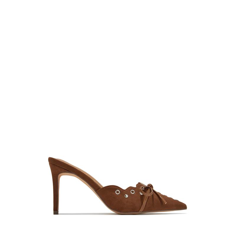 Sylvia Pump Heel Mules - Brown