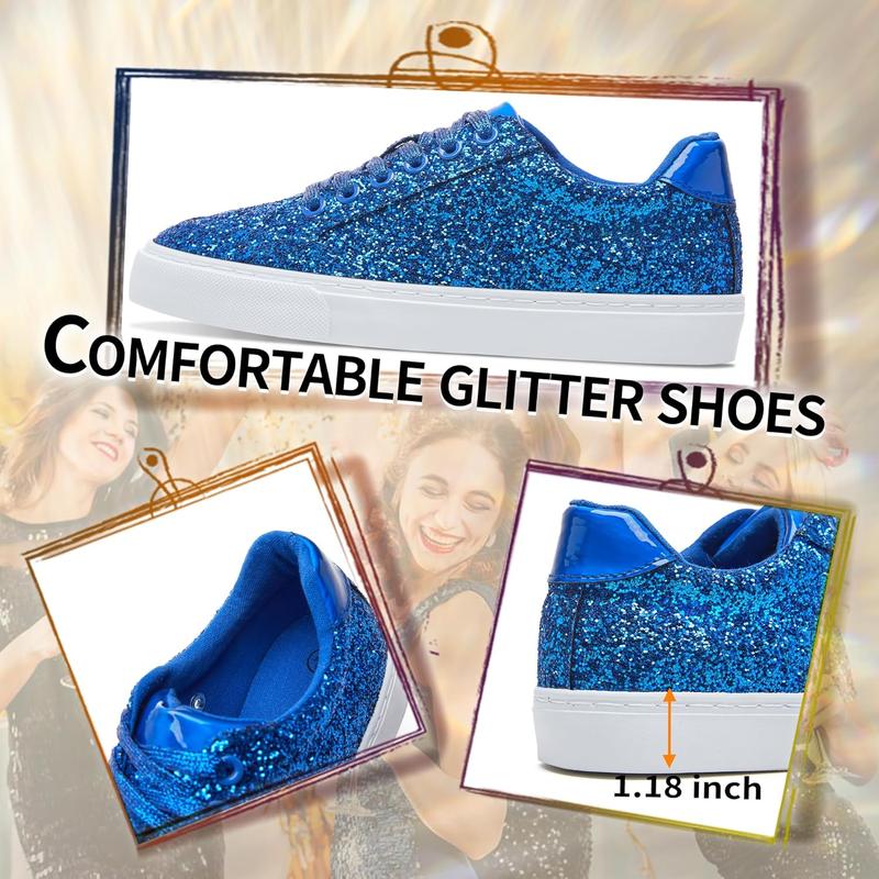 Glitter sparkly fashion sneakers shoes shiny casual shoes bling sequin concert low cut lace up shoes