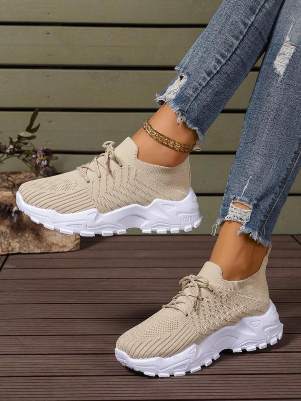 Women's Fashionable Lace Up Low Top Sneakers, Casual Designer Sneakers, Athletic Girls Footwear, Comfortable Breathable Lightweight Sports Running Shoes, All-match Basic Shoes for Daily Wear