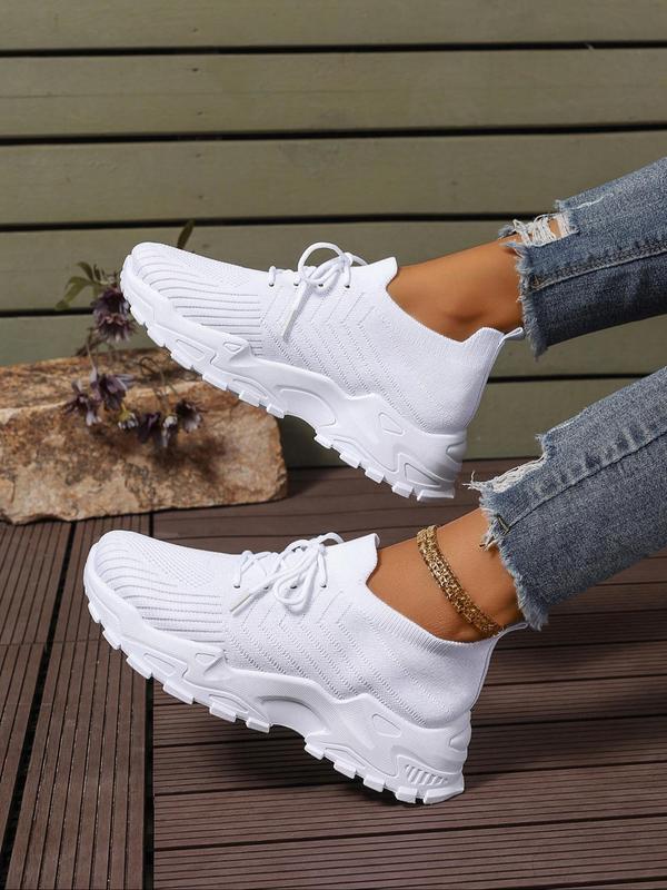 Women's Fashionable Lace Up Low Top Sneakers, Casual Designer Sneakers, Athletic Girls Footwear, Comfortable Breathable Lightweight Sports Running Shoes, All-match Basic Shoes for Daily Wear