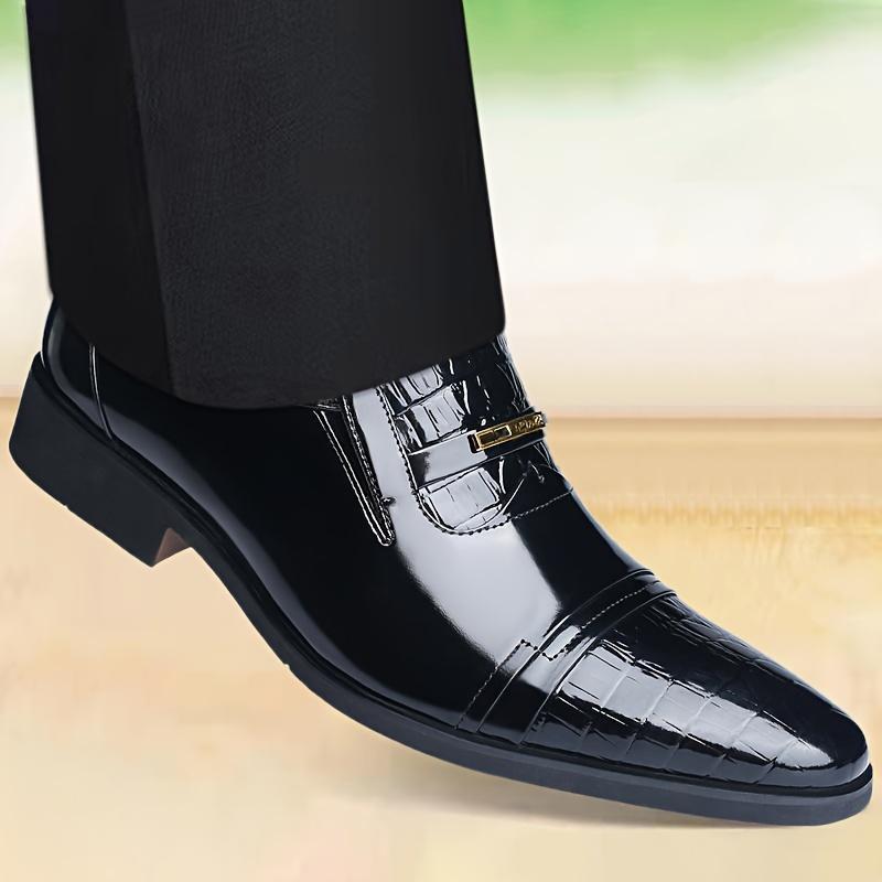 Men's Solid Color Business Shoes, Casual and Comfortable Antiskid Shoe, Middle-Aged Men's Shoes