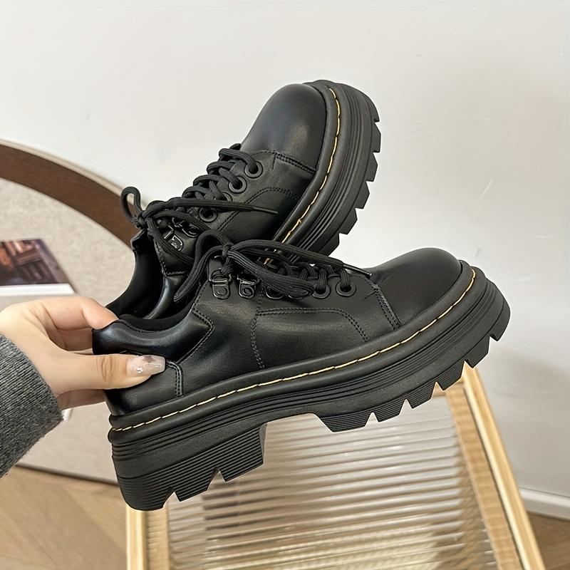 A Pair of Vintage-Style All-Season Platform Shoes, Suitable for Women, Casual Lace up Oxford Shoes, Made of Artificial Material Upper, Cloth Lining and Insole, Pu Sole-Multi-Functional Retro University Style Shoes