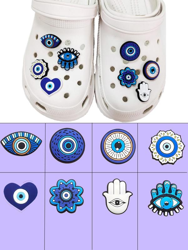 Evil Eye Design Shoe Charms, Cute Eye Design Shoe Decoration Charms, Fashionable Shoes Decoration for Clogs