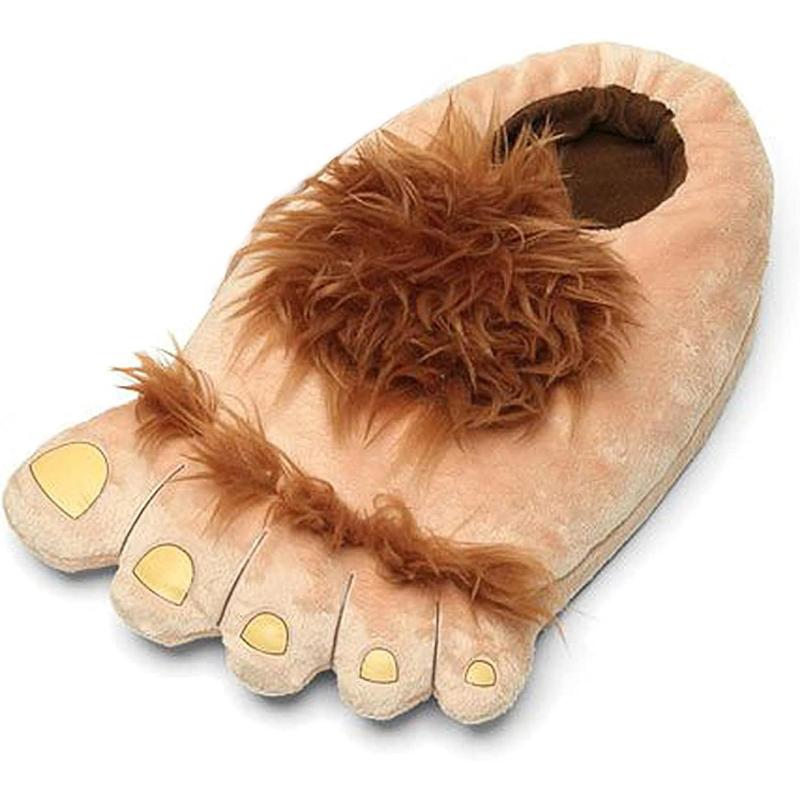 Men's Big Feet Furry Monster Adventure Slippers, Comfortable Novelty Warm Winter Hobbit Feet Costume Slippers for Adults (Men: US 11) Flipflop Footwear Slide Shoe