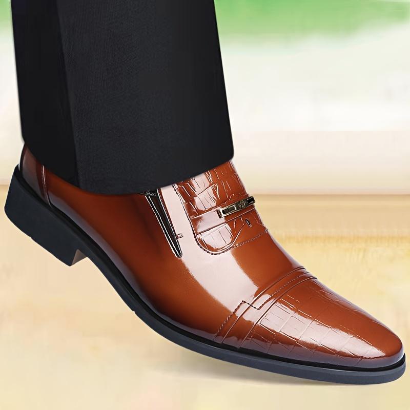 Men's Solid Color Business Shoes, Casual and Comfortable Antiskid Shoe, Middle-Aged Men's Shoes