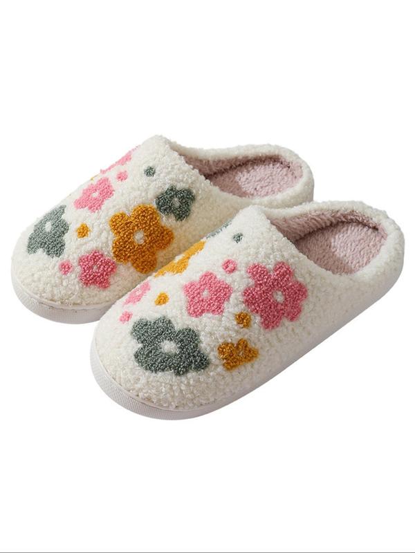 Women's Floral Pattern Slippers, 2024 New Style Casual Soft Comfortable Home Slippers, Warm Slippers for Indoor & Outdoor Use for Fall & Winter