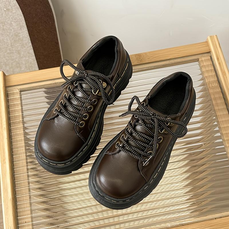 A Pair of Vintage-Style All-Season Platform Shoes, Suitable for Women, Casual Lace up Oxford Shoes, Made of Artificial Material Upper, Cloth Lining and Insole, Pu Sole-Multi-Functional Retro University Style Shoes