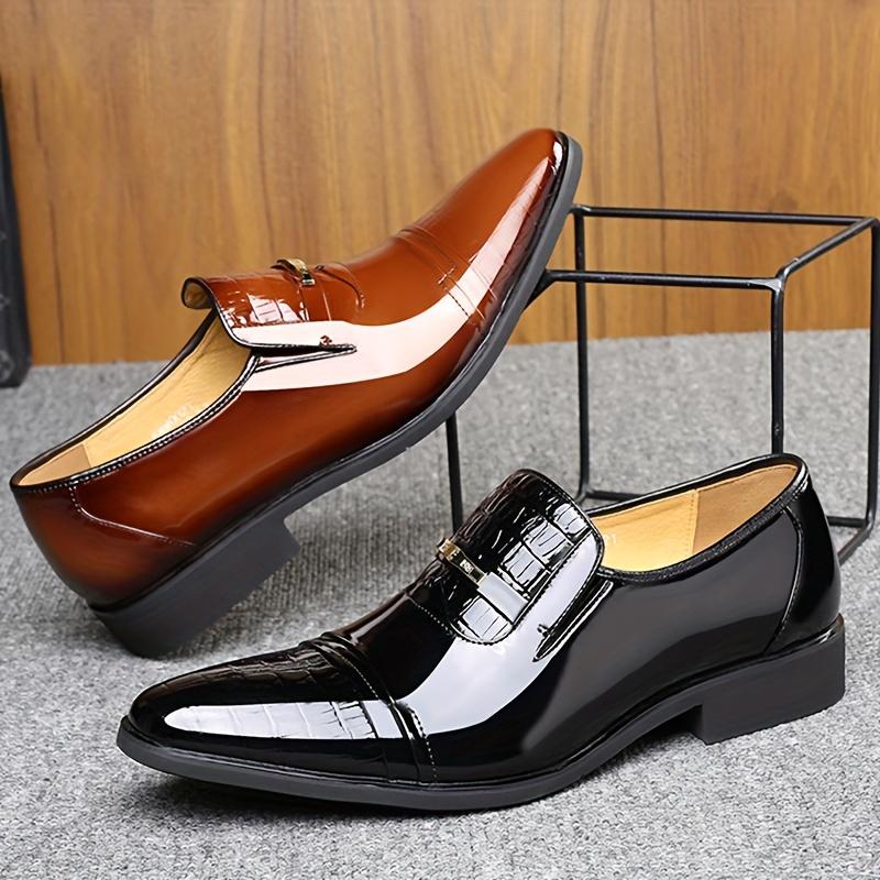 Men's Solid Color Business Shoes, Casual and Comfortable Antiskid Shoe, Middle-Aged Men's Shoes