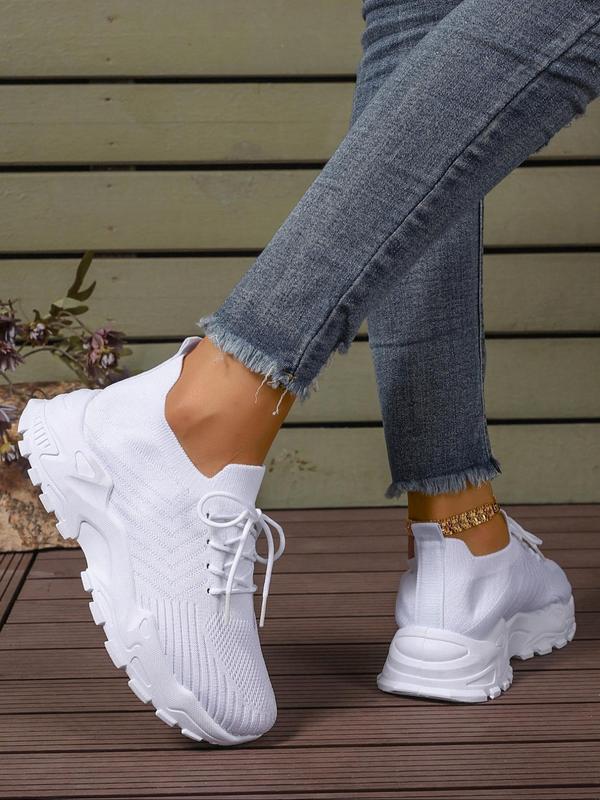 Women's Fashionable Lace Up Low Top Sneakers, Casual Designer Sneakers, Athletic Girls Footwear, Comfortable Breathable Lightweight Sports Running Shoes, All-match Basic Shoes for Daily Wear