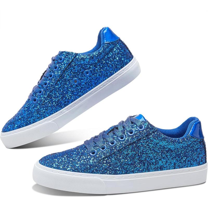 Glitter sparkly fashion sneakers shoes shiny casual shoes bling sequin concert low cut lace up shoes