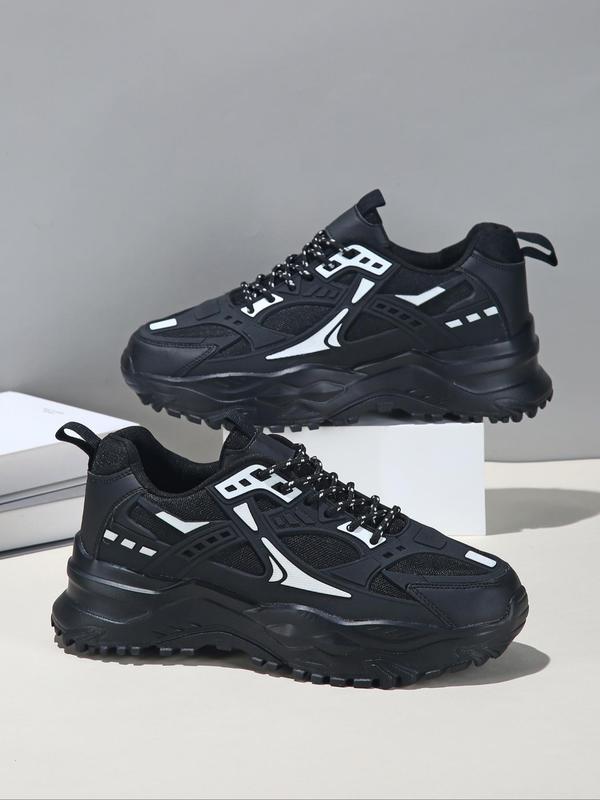 Men's Colorblock Lace Up Low Top Sneakers, Casual Comfortable Breathable Sports Running Shoes, Fashionable Sneakers for Daily Wear