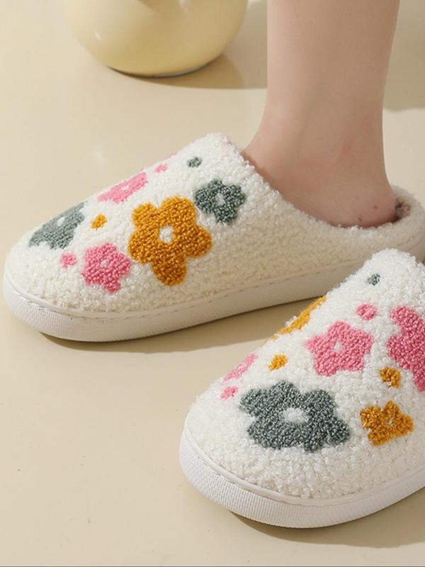 Women's Floral Pattern Slippers, 2024 New Style Casual Soft Comfortable Home Slippers, Warm Slippers for Indoor & Outdoor Use for Fall & Winter