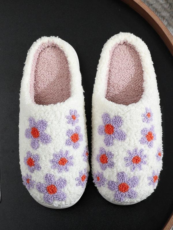 Women's Floral Pattern Slippers, 2024 New Style Casual Soft Comfortable Home Slippers, Warm Slippers for Indoor & Outdoor Use for Fall & Winter