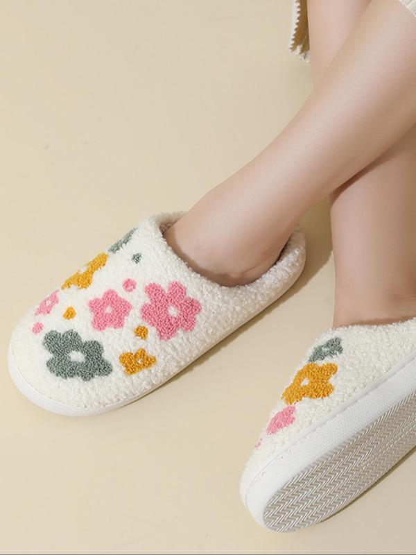 Women's Floral Pattern Slippers, 2024 New Style Casual Soft Comfortable Home Slippers, Warm Slippers for Indoor & Outdoor Use for Fall & Winter