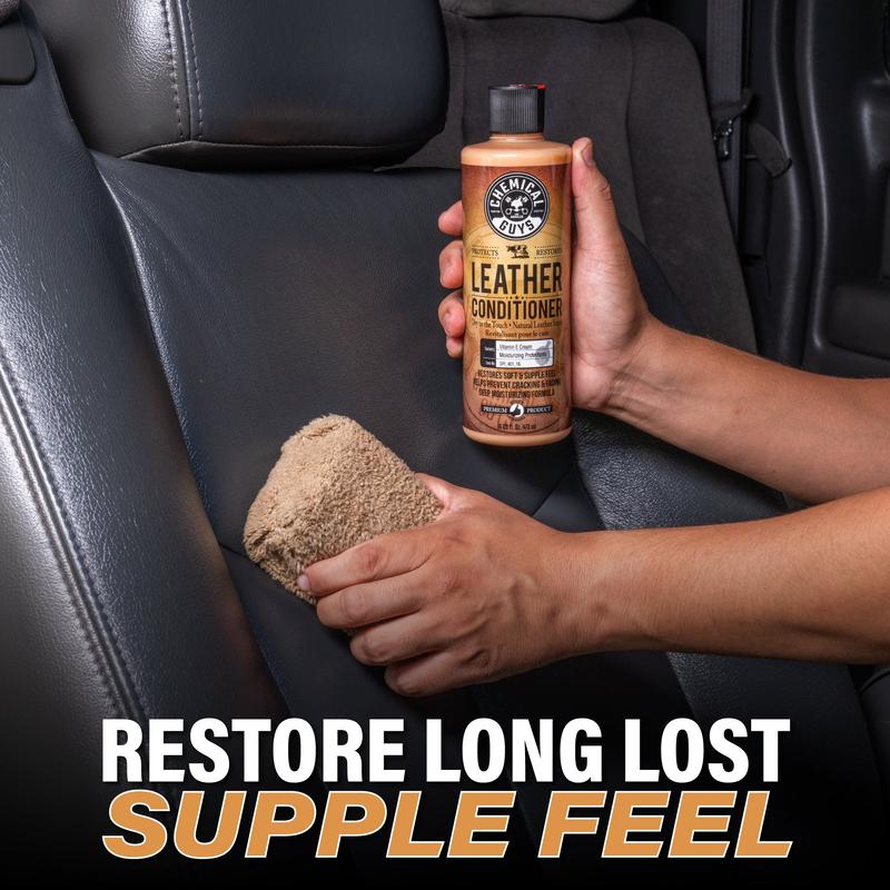 CHEMICAL GUYS Leather Conditioner - leather care, conditioner, restore and protect, rehydrate, prevent cracking, safe on car seats, handbags, shoes